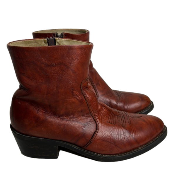 Durango Other - Durango Brown Leather Western Cowboy Ankle Boots Size 9EE Cognac Side Zip TR824